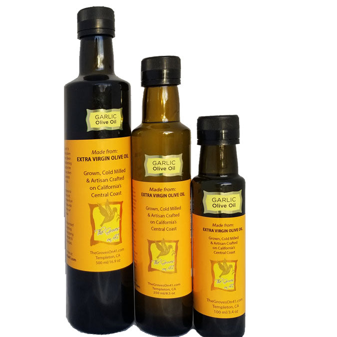 Garlic olive oil in three sizes